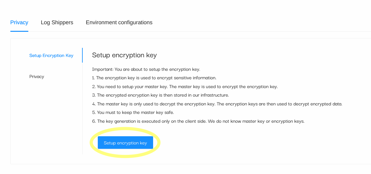 Setup Encryption Key